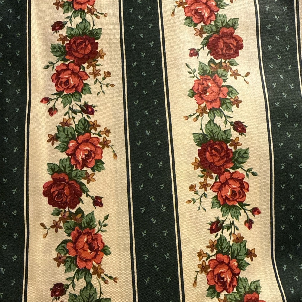 Vintage "Scarlett Roses" floral and stripe cotton fabric by Cranston VIP-8yds